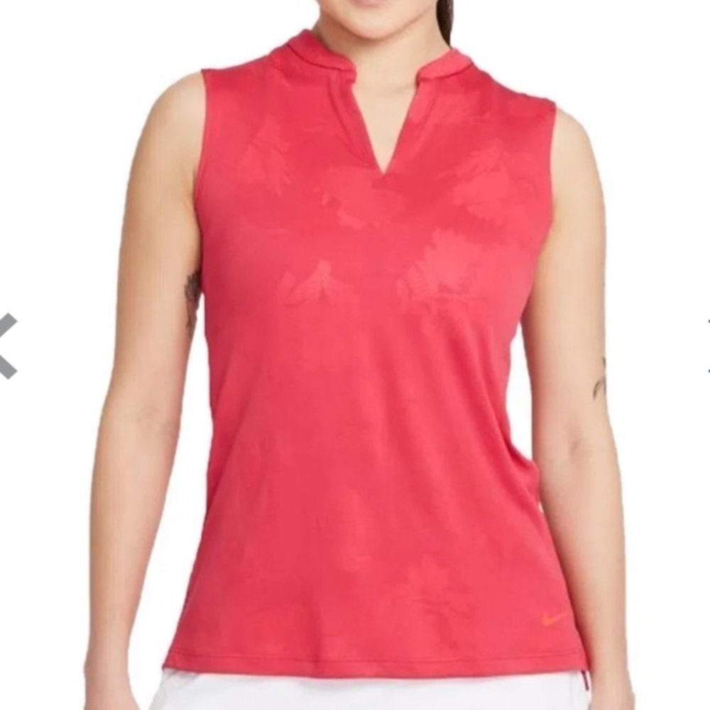 NWT Nike golf polo Victory floral dri-fit sleeveless top very berry size xs